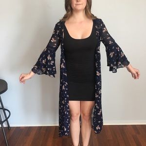 Arizona Jeans Chiffon Double Ruffle Sleeve Kimono